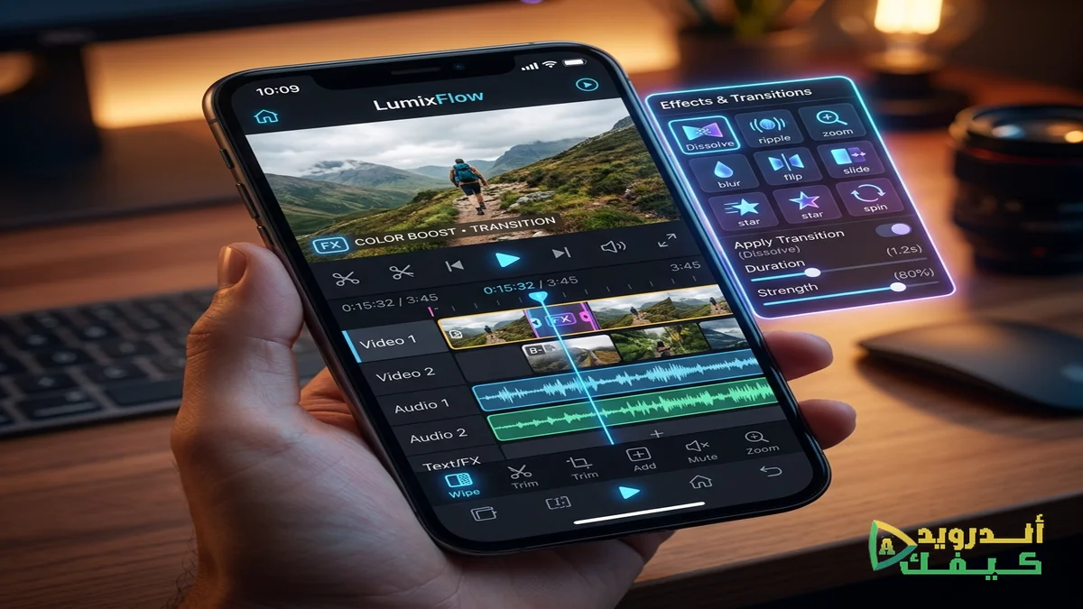 واجهة برنامج مونتاج على الأندرويد