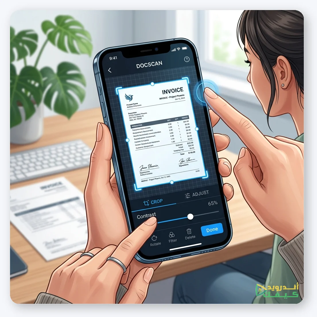 تعديل وقص المستندات قبل الحفظ كملف PDF