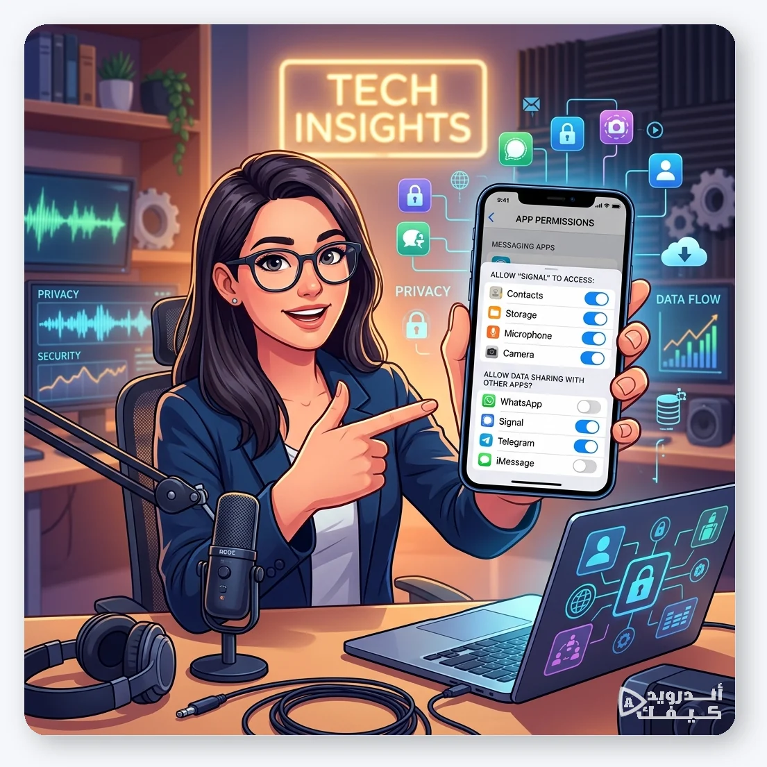 أذونات التطبيقات والبيانات المشاركة
