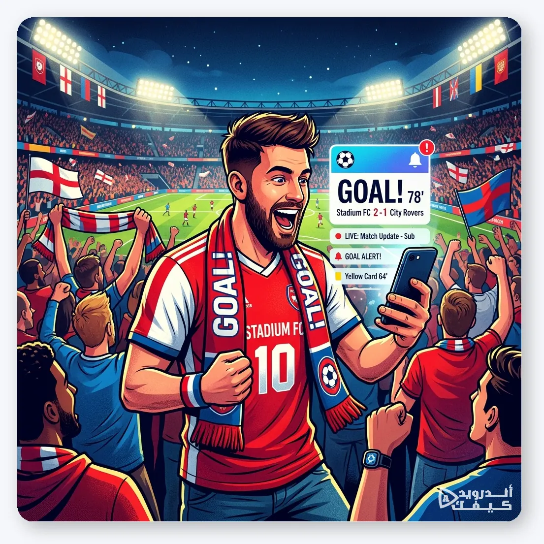 الاشعارات الحية للاهدف وتشكيلات الفرق قبل المباراة