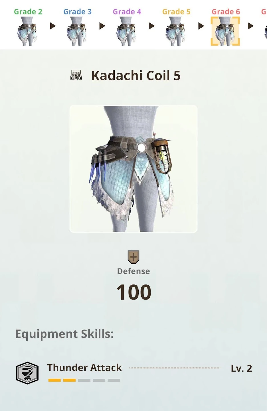 Kadachi Coil 5 بدرجة 6 ومهارة Thunder Attack بالمستوى الثاني