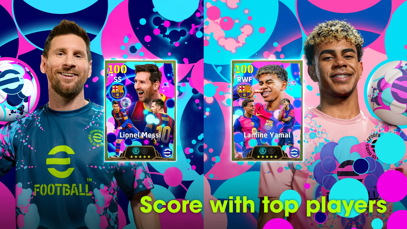 صورة eFootball الترويجية تعرض ميسي ولامين يامال وبطاقتيهما