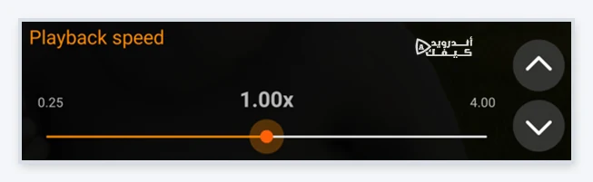 شريط سرعة التشغيل في VLC مضبوط على السرعة العادية 1.00x